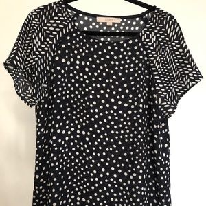 Navy brush dot top